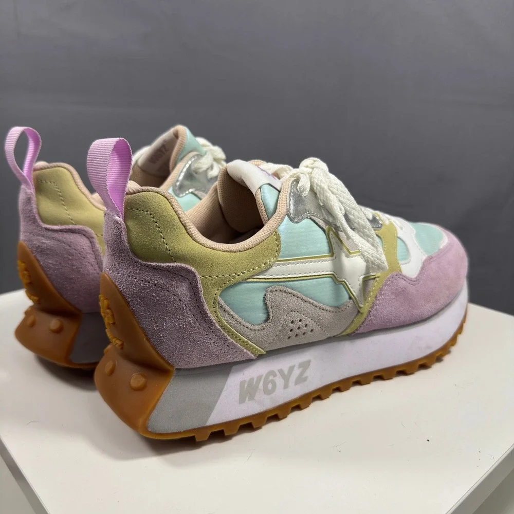W6YZ Jet-M Sneakers Womens 7 Multi Pastel Suede Retro Running Shoes Wizz